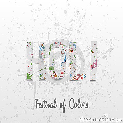 Holi vector paper Word with color Splashes Vector Illustration