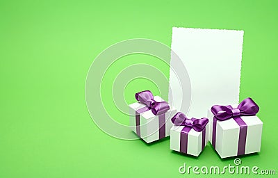 Holiday accessories on a green background Stock Photo