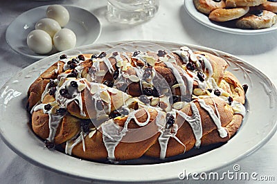 Holiday Almond Raisin Stollen Bread Stock Photo