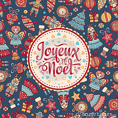 Holiday Background. Christmas Card. Joyeux Noel. Vector Illustration