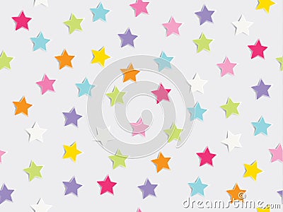 Holiday background with colorful star confetti scatter on white background. Seamless patern vector illustration Vector Illustration