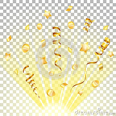 Holiday Background with Gold Streamer Vector Illustration