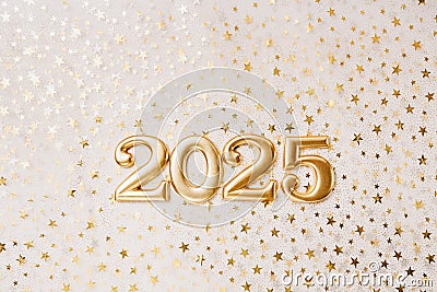 Holiday background Happy New Year 2025. Stock Photo