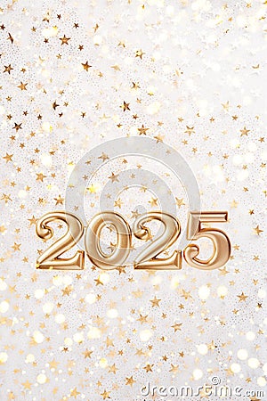 Holiday background Happy New Year 2025. Stock Photo