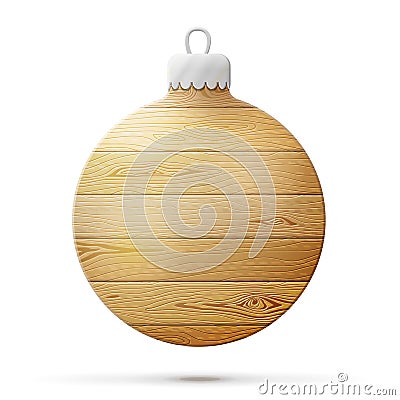 Holiday bauble of wood isolated on white Vector Illustration