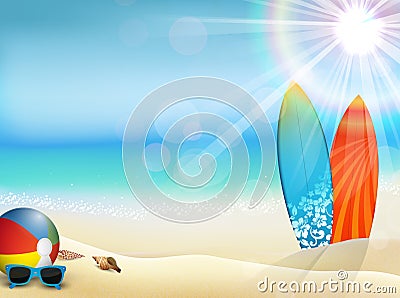 Holiday in beach on the summer Vector Illustration