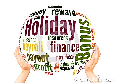 Holiday bonus word cloud sphere concept Stock Photo