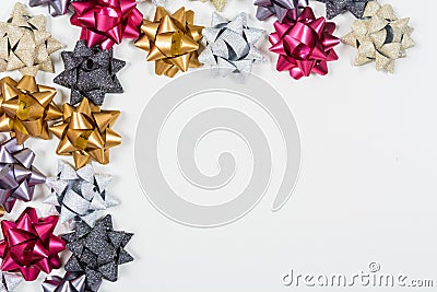 Holiday bows on white background Stock Photo