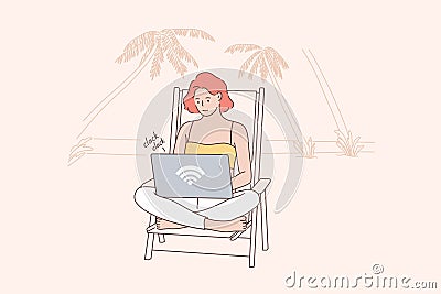 Holiday, business, freelance, recreation concept Vector Illustration