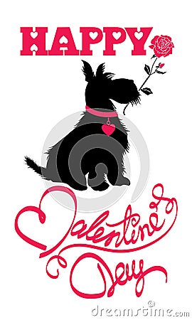 Holiday card. Calligraphic hand written text Happy Valentine s D Vector Illustration