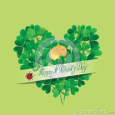 Holiday card with calligraphic words Happy St. Patricks Day Vector Illustration