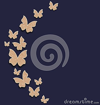 Holiday card with carton paper butterflies Vector Illustration