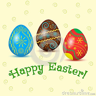 Holiday card, Easter eggs. Vector illustration Cartoon Illustration