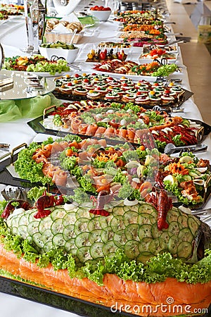 Holiday cold buffet. Stock Photo