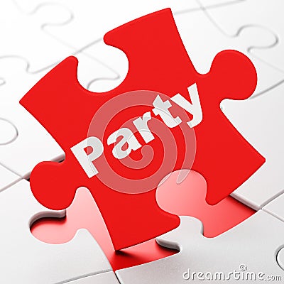 Holiday concept: Party on puzzle background Stock Photo