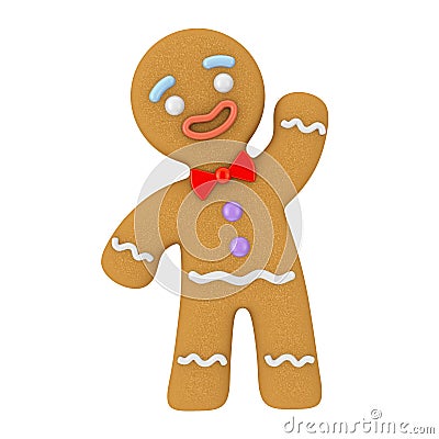 Holiday Decorated Classic Gingerbread Man Cookie. 3d Rendering Stock Photo