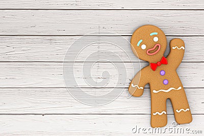 Holiday Decorated Classic Gingerbread Man Cookie. 3d Rendering Stock Photo