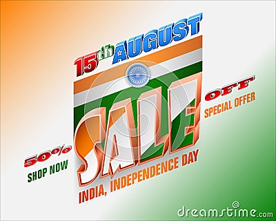 Independence Day of India, Sales, Commercial Events Vector Illustration
