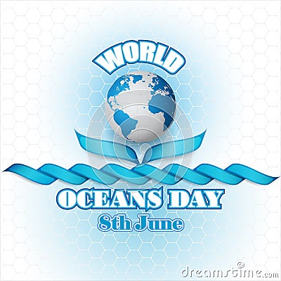 Holiday design for celebration of World Oceans day Vector Illustration