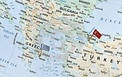 Greece and Turkey map, holiday destinations Stock Photo