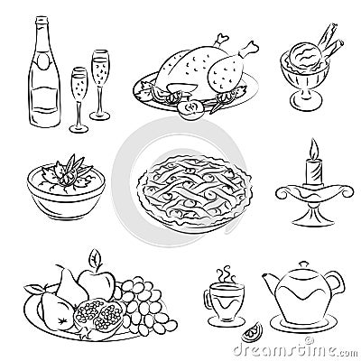 Holiday Family Dinner Vector Illustration