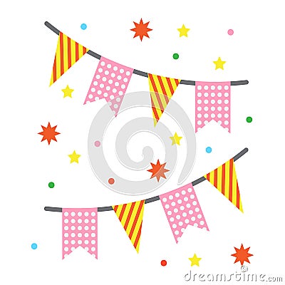 Holiday flags garlands flat icon, New year Vector Illustration