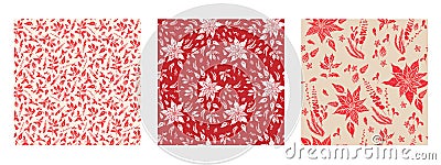 Holiday floral patterns set Vector Illustration