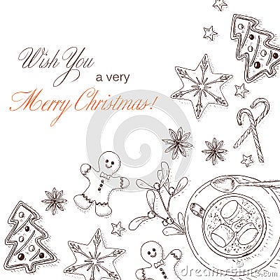 Holiday food frame Vector Illustration