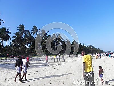 Holiday fun at the beach of the Indian Ocean Mombasa Editorial Stock Photo