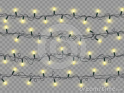 Holiday garland, bright festive christmas realistic set Vector Illustration