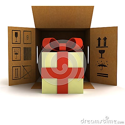 Holiday gift surprise safety delivery Cartoon Illustration