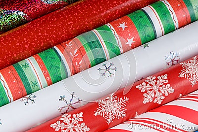 Holiday Gift Wrap Papers Stock Photo