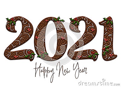 Holiday Gingerbread 2021 Happy New Year Stock Photo