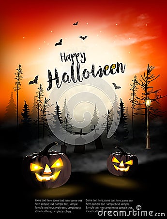Holiday Halloween Spooky background. Vector Illustration