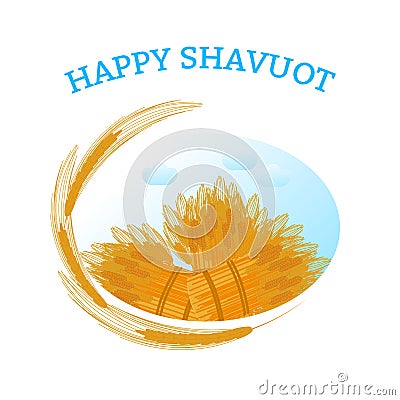 Holiday Happy Shavuot. Jewish holiday. Vector Illustration