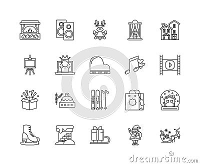 Holiday homes line icons, signs, vector set, outline illustration concept Vector Illustration