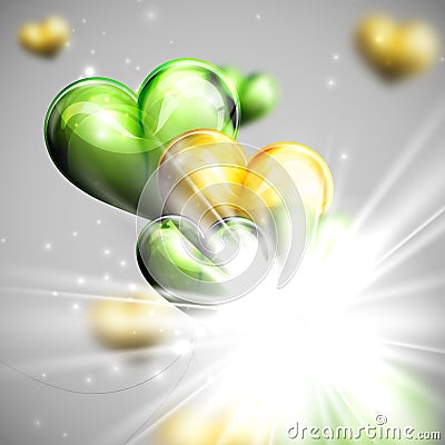 Holiday illustration of festive flying balloon hearts wit Vector Illustration