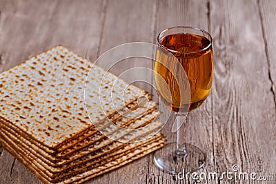 Holiday matzoth celebration matzoh jewish passover bread of kosher wine Stock Photo