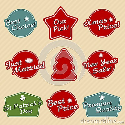 Holiday labels set Stock Photo
