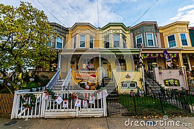 Holiday Lights and Decoration in Hampden, Baltimore Maryland Editorial Stock Photo