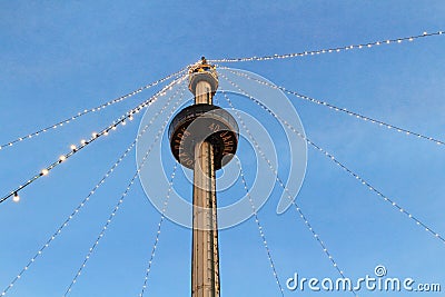 Holiday lights at Euro tower by blue hour Editorial Stock Photo