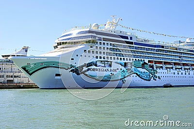 Holiday luxury ship Norwegian Jade in Venice Editorial Stock Photo