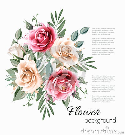 Holiday nature vintage background with colorful flowers. Vector Vector Illustration