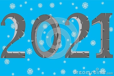 Holiday new year numerals 2021 on background snowflake Vector Illustration
