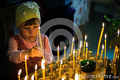 Holiday of the Orthodox Church on Pentecost Sunday in the Kaluga region in Russia on 19 June 2016. Editorial Stock Photo