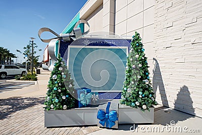 Holiday photo kiosk at Dania Pointe Shopping and lifestyle center Florida USA Editorial Stock Photo