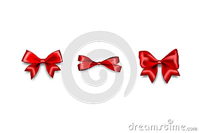 Holiday satin gift bow knot ribbon red Vector Illustration