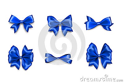 Holiday satin gift bow knot ribbon man blue Vector Illustration