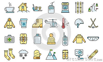 Holiday ski resort icon set vector color Stock Photo