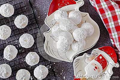 Holiday snowball and mexican wedding cake cookies Stock Photo